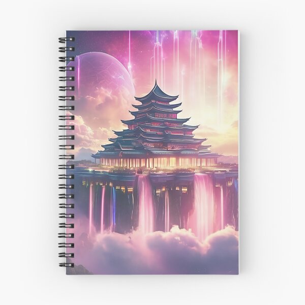 Item preview, Cosmic Celestial Temple with Pink Waterfall and Purple Nebula designed and sold by CuteSlothWorld.