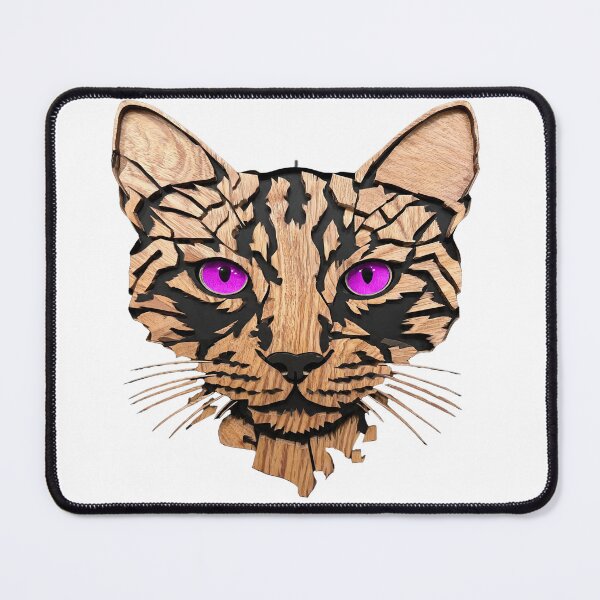 Item preview, Wooden Cat Face – Pink Eyes designed and sold by TitiaDesign.