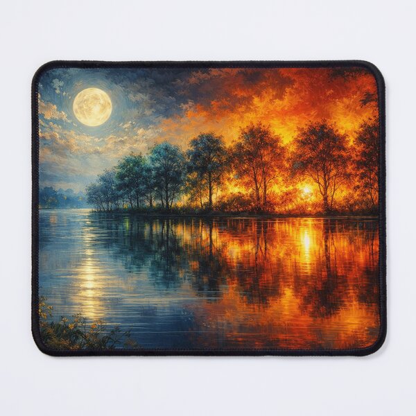 Item preview, Full Moon and Fiery Forest Moody Landscape Art designed and sold by Joey Santiago.
