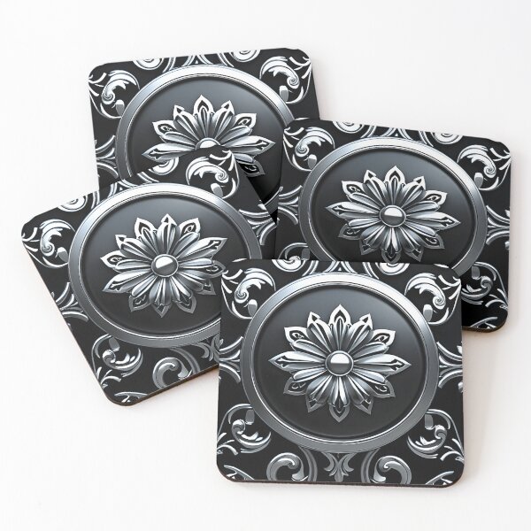Item preview, Luxury Gothic Silver Emblem and Filigree Frame Pattern designed and sold by CuteSlothWorld.