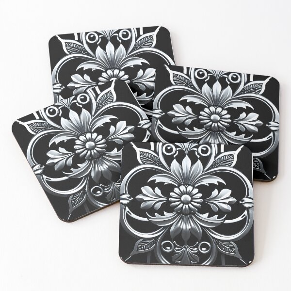 Item preview, High-Contrast Gothic Embossed Floral Metal Emblem Design designed and sold by CuteSlothWorld.