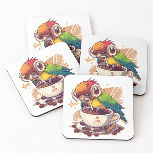 Item preview, Cute Coffee Parrot Sticker | Kawaii Tropical Bird Drinking Coffee | Colorful Coffee Lover Illustration designed and sold by dreamz-world.