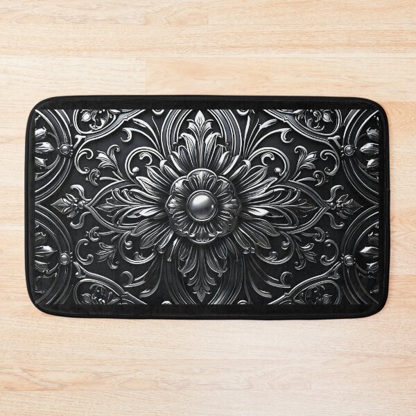 Item preview, Luxury Baroque Silver and Black Ornamental Symmetry Pattern designed and sold by CuteSlothWorld.