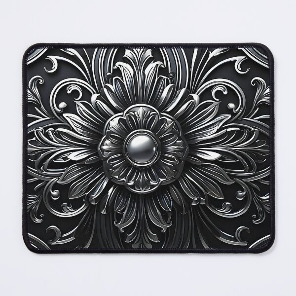 Item preview, Luxury Baroque Silver and Black Ornamental Symmetry Pattern designed and sold by CuteSlothWorld.