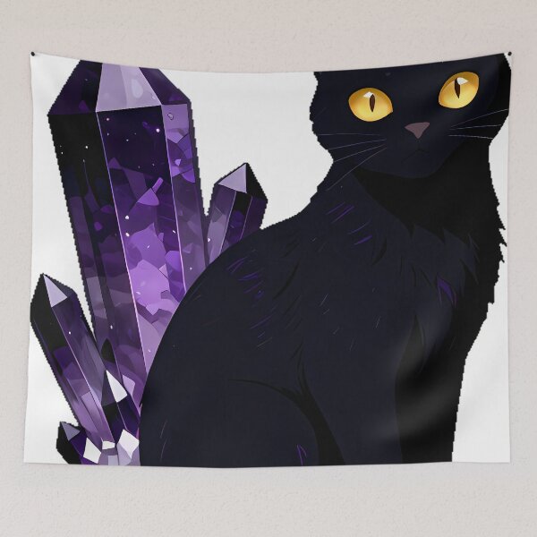 Item preview, Black Cat Amethyst Crystal designed and sold by IllumeInk.