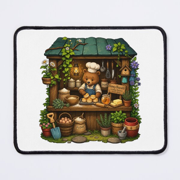 Item preview, Honey Biscuit Bear | Cozy Cottage Bakery | Woodland Baker | Rustic Baking & Cottagecore Art designed and sold by MrDev.