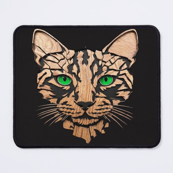 Item preview, Emerald EyesWooden Cat | Handcrafted Wood Carving Cat Face designed and sold by TitiaDesign.
