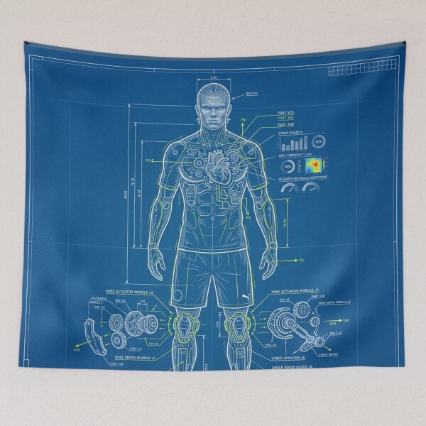 Item preview, The Haaland Blueprint - Erling Soccer Fan Art designed and sold by Simplybe1.