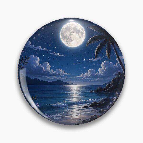 Item preview, Moonlit Paradise Sticker | Full Moon Ocean Night | Tropical Beach Aesthetic Vinyl Decal designed and sold by Style R.