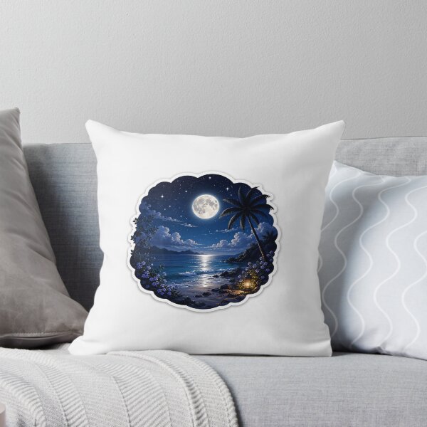 Item preview, Moonlit Paradise Sticker | Full Moon Ocean Night | Tropical Beach Aesthetic Vinyl Decal designed and sold by Style R.