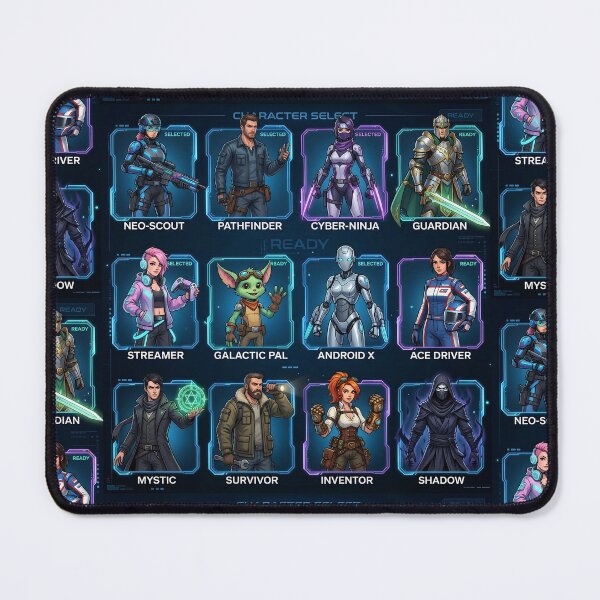 Item preview, Ultimate Gamer Character Select Screen | RPG Heroes Sci-Fi Warriors Gaming T-Shirt Design designed and sold by Bhaskar Digital Art.