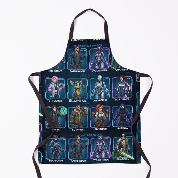 Item preview, Ultimate Gamer Character Select Screen | RPG Heroes Sci-Fi Warriors Gaming T-Shirt Design designed and sold by Bhaskar Digital Art.