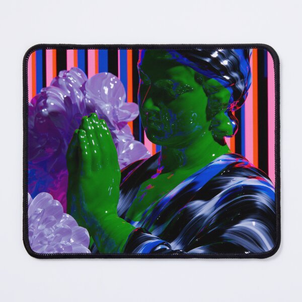 Item preview, Neon Praying Woman With Violet Flowers designed and sold by bubblegoth.