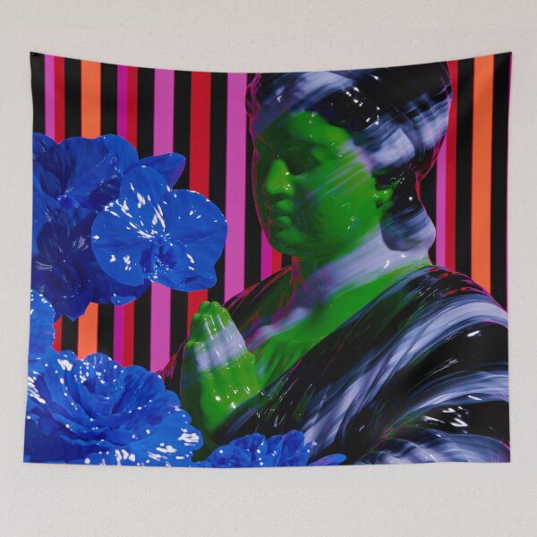 Item preview, Vaporwave Prayer With Electric Blue Orchids designed and sold by bubblegoth.