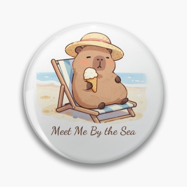 Item preview, Meet Me By the Sea – Cute Capybara Summer Illustration designed and sold by BCapybara.