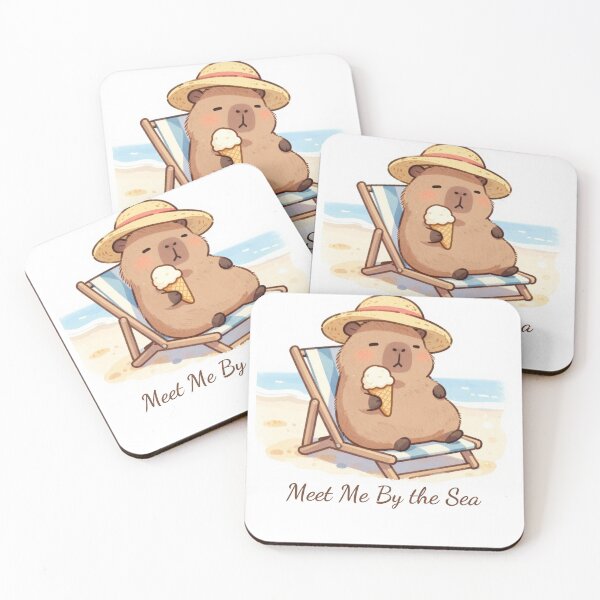 Item preview, Meet Me By the Sea – Cute Capybara Summer Illustration designed and sold by BCapybara.