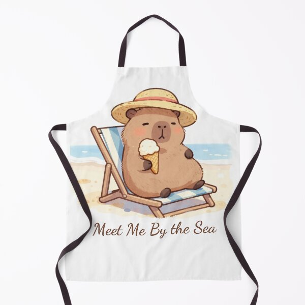 Item preview, Meet Me By the Sea – Cute Capybara Summer Illustration designed and sold by BCapybara.