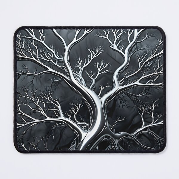 Item preview, Silver Metallic Tree Fractal Symmetry Square Art designed and sold by CuteSlothWorld.