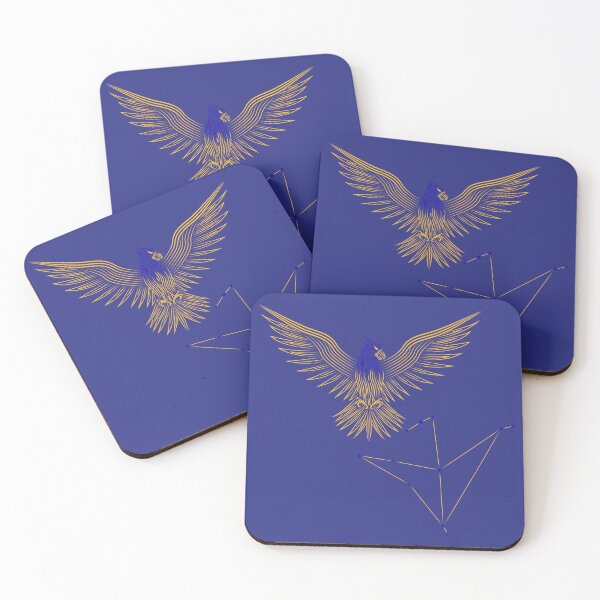 Item preview, Aquila Eagle Constellation Blue Yellow Minimalist Line Art designed and sold by JAMerArc.