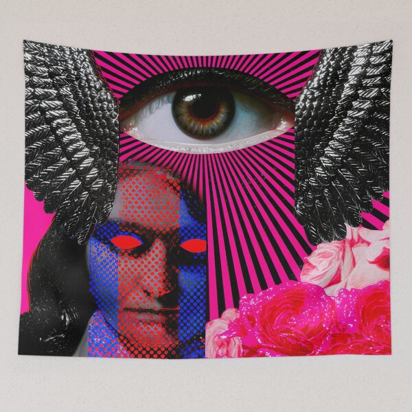 Item preview, Surreal Winged Eye With Neon Roses designed and sold by bubblegoth.