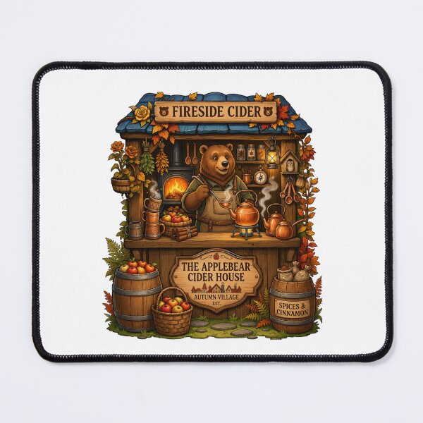 Item preview, Fireside Cider | Apple Bear Cider House | Cozy Autumn Bear | Rustic Fall Cottagecore Art designed and sold by MrDev.