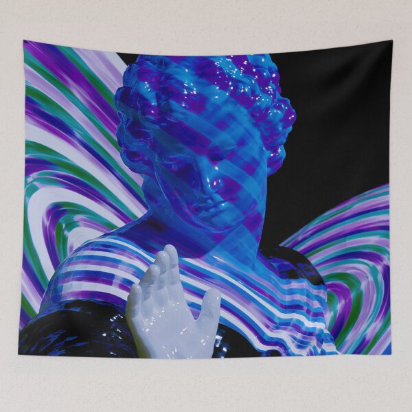 Item preview, Blue Vaporwave Statue With Glowing Blindfold designed and sold by bubblegoth.