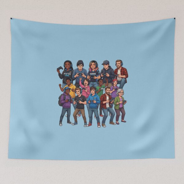Item preview, Gaming Community Squad | Diverse Gamers Playing Together | Video Game Lovers T-Shirt Design designed and sold by Bhaskar Digital Art.