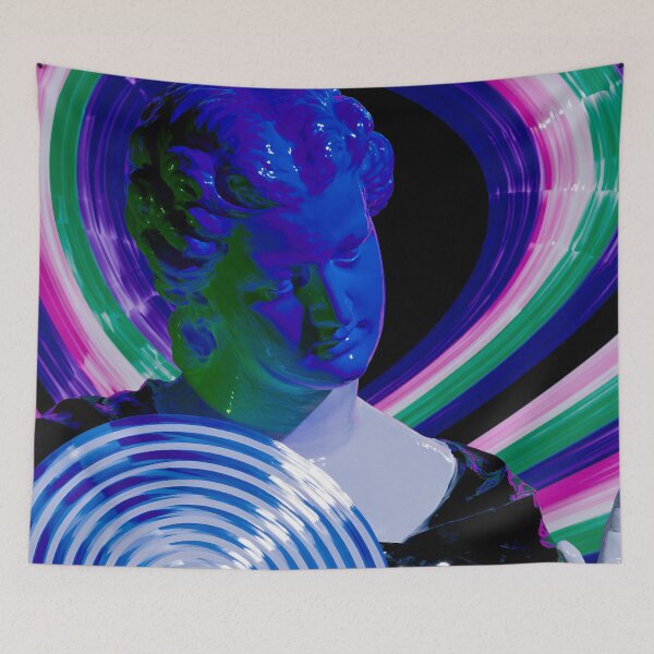 Item preview, Hypnotic Vaporwave Statue in Neon Spirals designed and sold by bubblegoth.