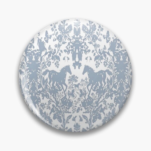Item preview, Vintage Chinoiserie Floral Damask Pattern in Delft Blue and White designed and sold by FawnFeatherCo.