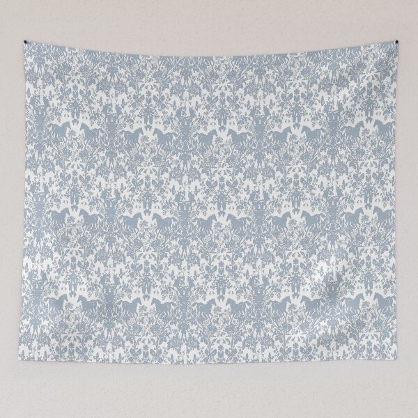 Item preview, Vintage Chinoiserie Floral Damask Pattern in Delft Blue and White designed and sold by FawnFeatherCo.