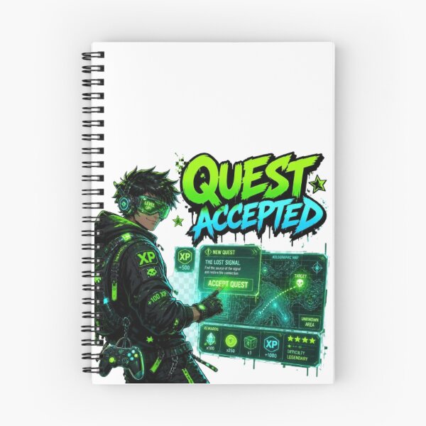 Item preview, QUEST ACCEPTED Gaming Sticker | RPG Gamer Neon Graffiti Design designed and sold by Stylestickers55.