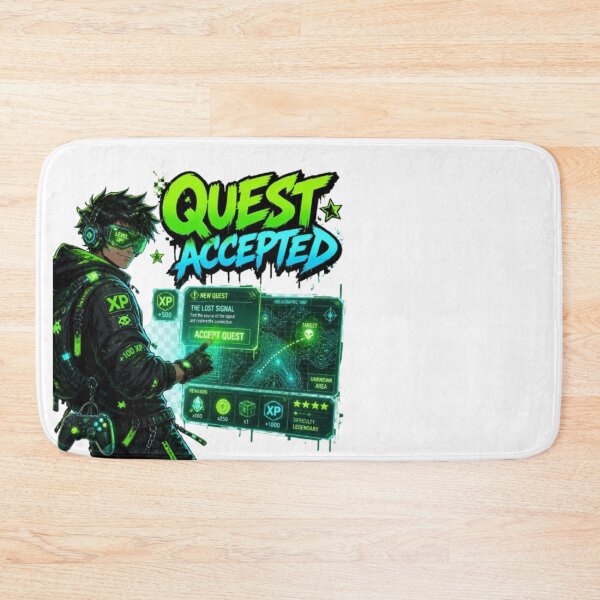 Item preview, QUEST ACCEPTED Gaming Sticker | RPG Gamer Neon Graffiti Design designed and sold by Stylestickers55.