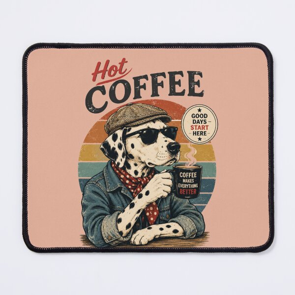 Item preview, DALMATIAN DOG DRINKS HOT COFFEE designed and sold by BLUESKY11a.