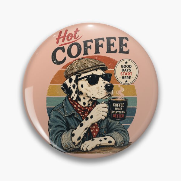 Item preview, DALMATIAN DOG DRINKS HOT COFFEE designed and sold by BLUESKY11a.