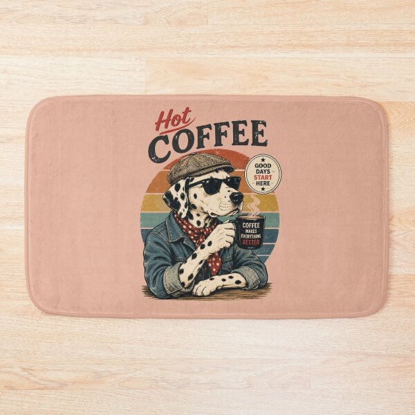 Item preview, DALMATIAN DOG DRINKS HOT COFFEE designed and sold by BLUESKY11a.