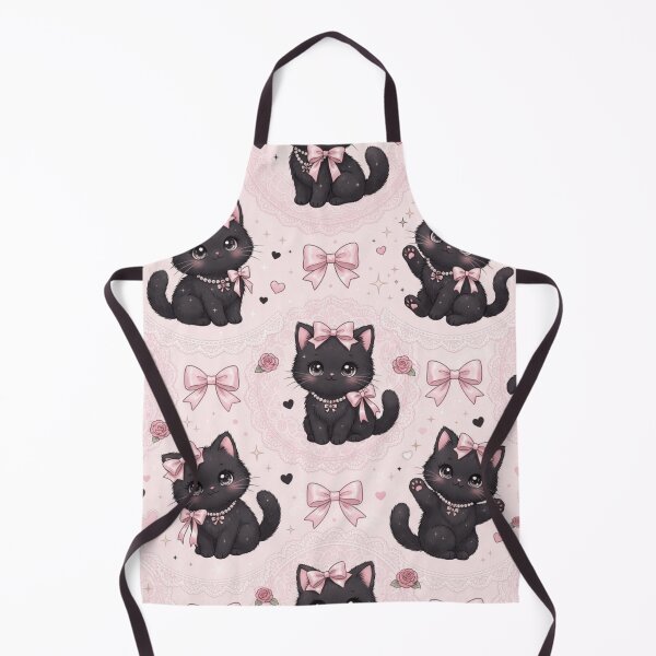 Item preview, Cute Kawaii Pink Black Cat Pattern designed and sold by KelliesGrafix.