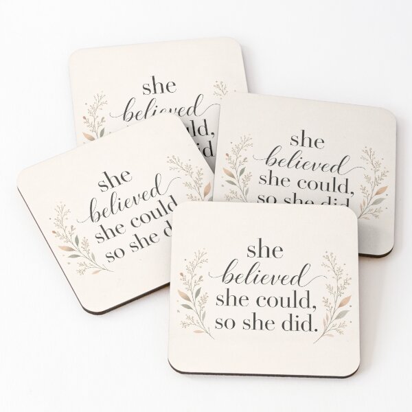 Item preview, She Believed She Could, So She Did - Floral Motivational Quote designed and sold by Cartoon art with a purpose ❤️ Supporting Althea’s friends .