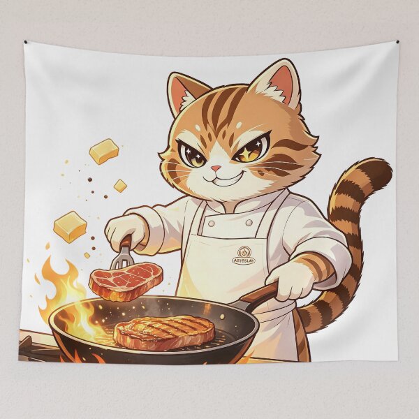 Item preview, The Flame Master - Cute Felis Nigripes Steak Chef designed and sold by ABYSSLAB.