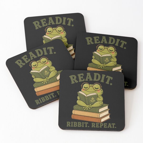 Item preview, Readit. Ribbit. Repeat. Cute Frog Reading Book Retro Vintage Book Lover Design designed and sold by RokaWorld.