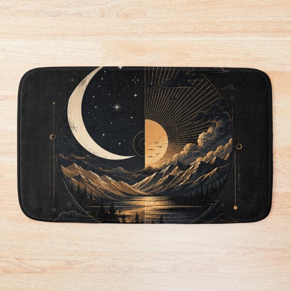 Item preview, Golden Moon and Mountain Landscape Art designed and sold by StudioBy-ColorNest.