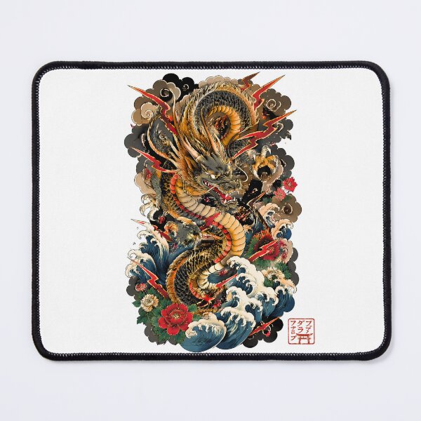 Item preview, Thunder Dragon Rising from Ocean Waves | Japanese Ryu Fantasy Artwork designed and sold by kaxymax.