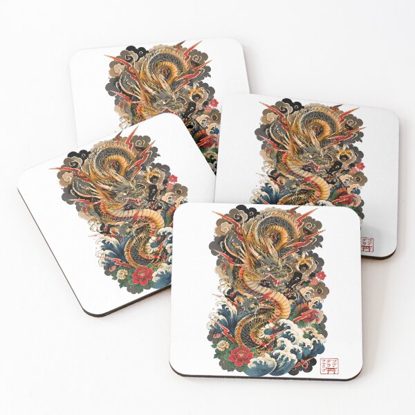 Item preview, Thunder Dragon Rising from Ocean Waves | Japanese Ryu Fantasy Artwork designed and sold by kaxymax.