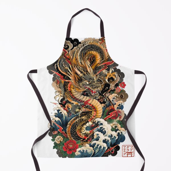 Item preview, Thunder Dragon Rising from Ocean Waves | Japanese Ryu Fantasy Artwork designed and sold by kaxymax.