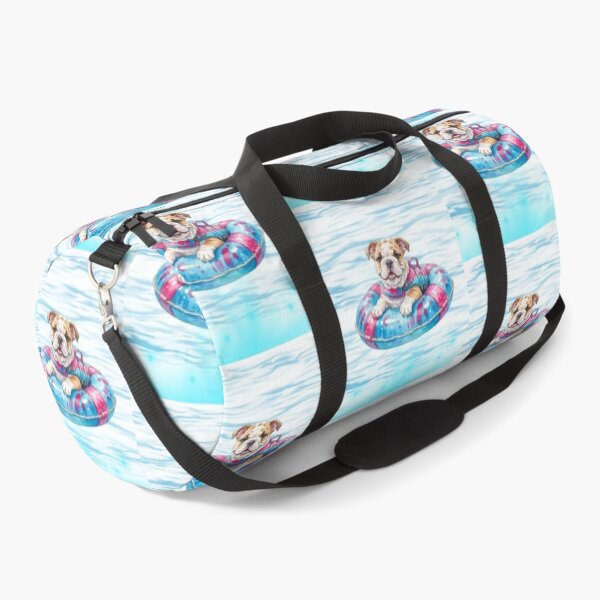 Item preview, Cute English Bulldog Puppy Floating in Blue and Fuchsia Pool Float designed and sold by VibranPalette.
