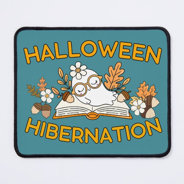 Item preview, Halloween hibernation, cute ghost sleeping on a book designed and sold by BritishDelights.