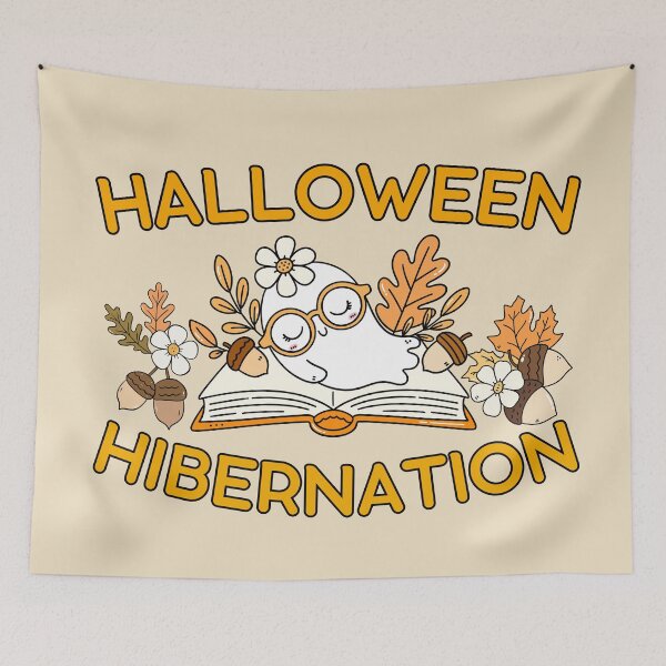 Item preview, Halloween hibernation, cute ghost sleeping on a book designed and sold by BritishDelights.