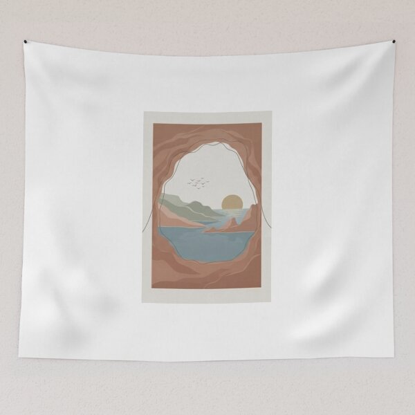 Item preview, Minimalist Coastal Cave Abstract Line Art designed and sold by HTBstore.