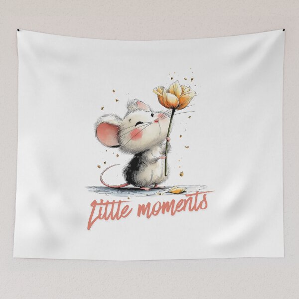 Item preview, Little Moments Cute Mouse Wildflower Illustration designed and sold by CleanDecor.
