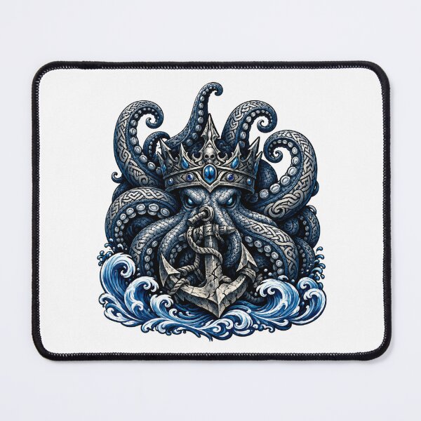 Item preview, Kraken King | Crowned Octopus with Anchor | Viking Nautical Mythology | Ocean Monster Fantasy designed and sold by MrDev.