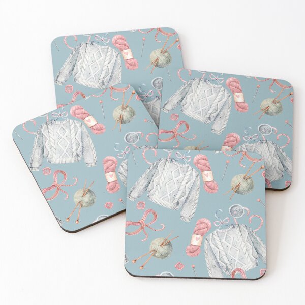 Item preview, Watercolor Knitting Seamless Pattern with Cozy Sweaters, Yarn, Bows and Needles designed and sold by White Rabbit Design .